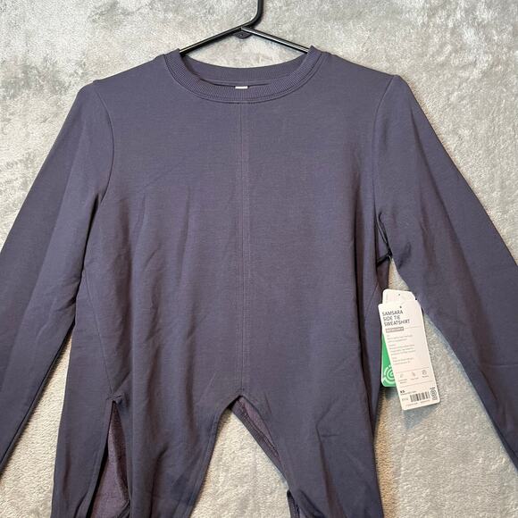 Athleta Samsara Side Tie Sweatshirt Size XS‎ Tencel Blend New Gray - Picture 2 of 8